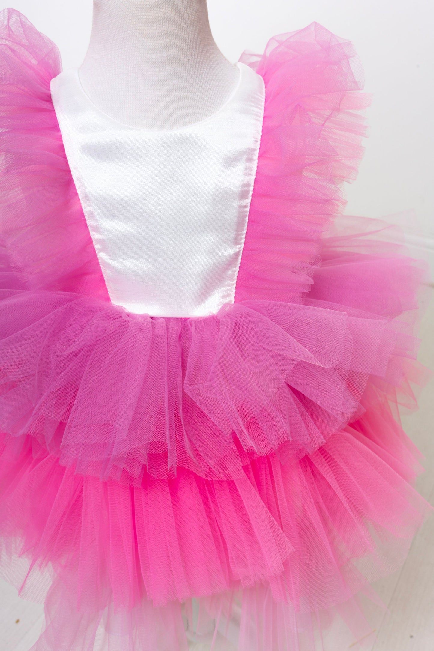 Pink Tutu Baby Girl Dress: V-Neck Wedding Party Dress