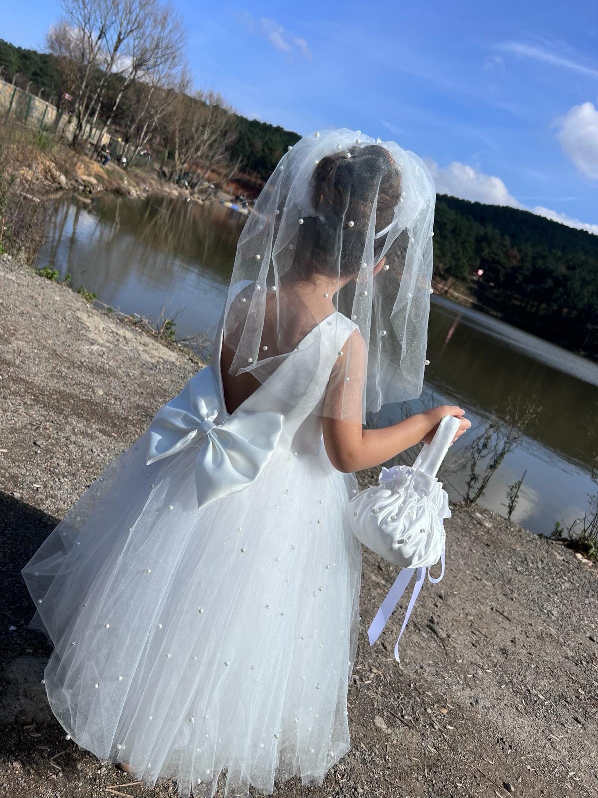 Enchanting Ivory Boho Flower Girl Dress - Rustic Tulle Wedding Attire