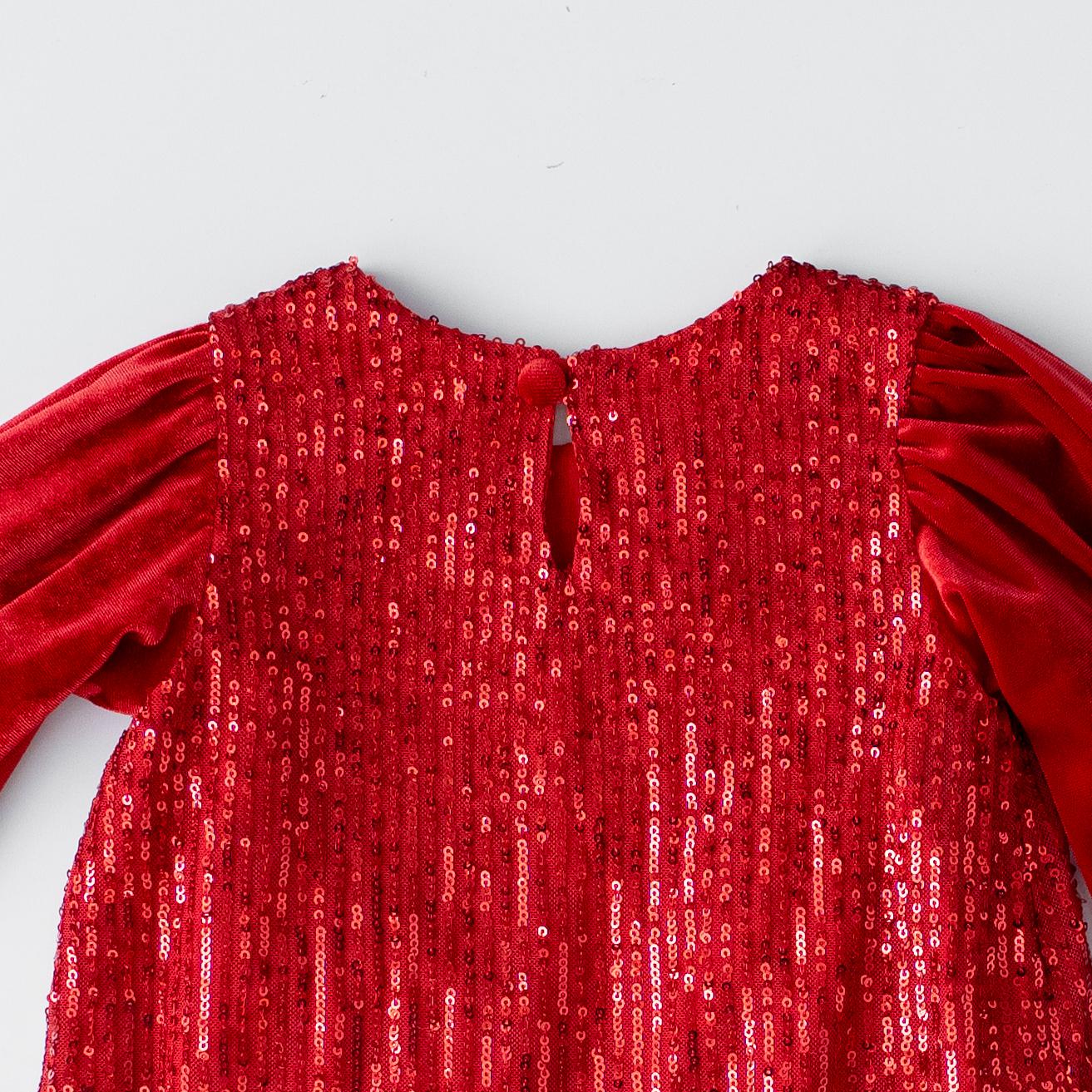 Red Sequin Velvet Christmas Dress: Baby Party Tulle Dress