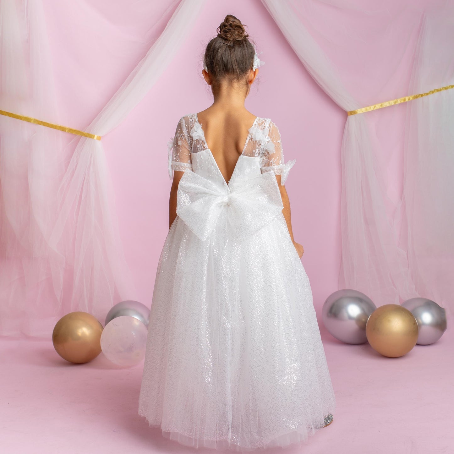 3D Flower Lace Girl Dress: Rustic Tulle Communion, Wedding