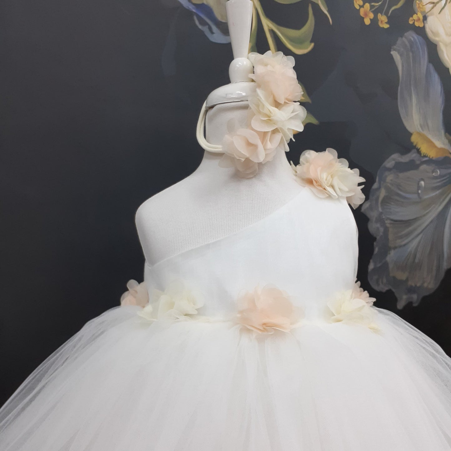 One Shoulder Flower Girl Tutu Dress: Knee Length Wedding Communion