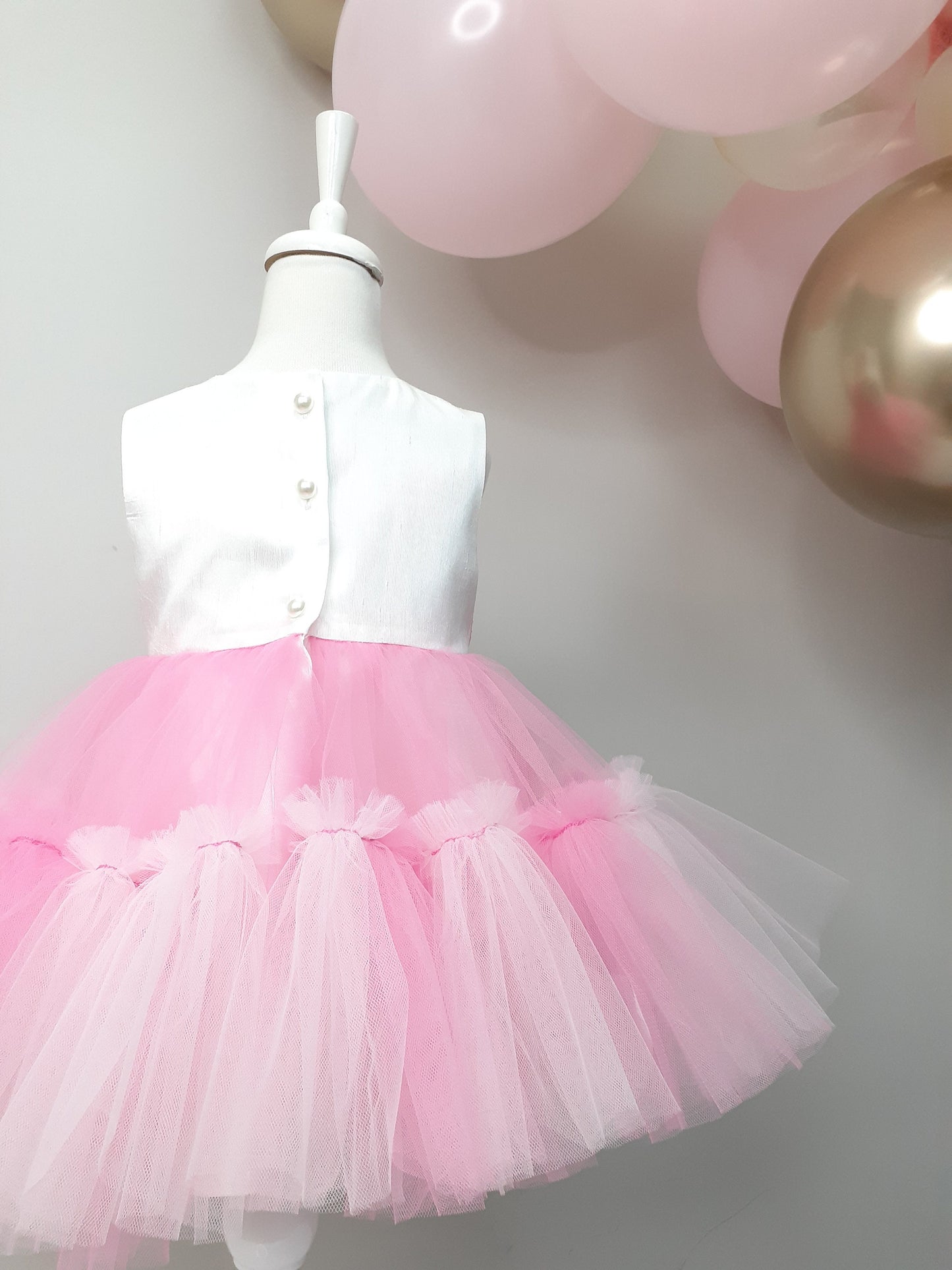 Pink Tulle Baby Girl Tutu Dress: Handmade Princess Party Dress