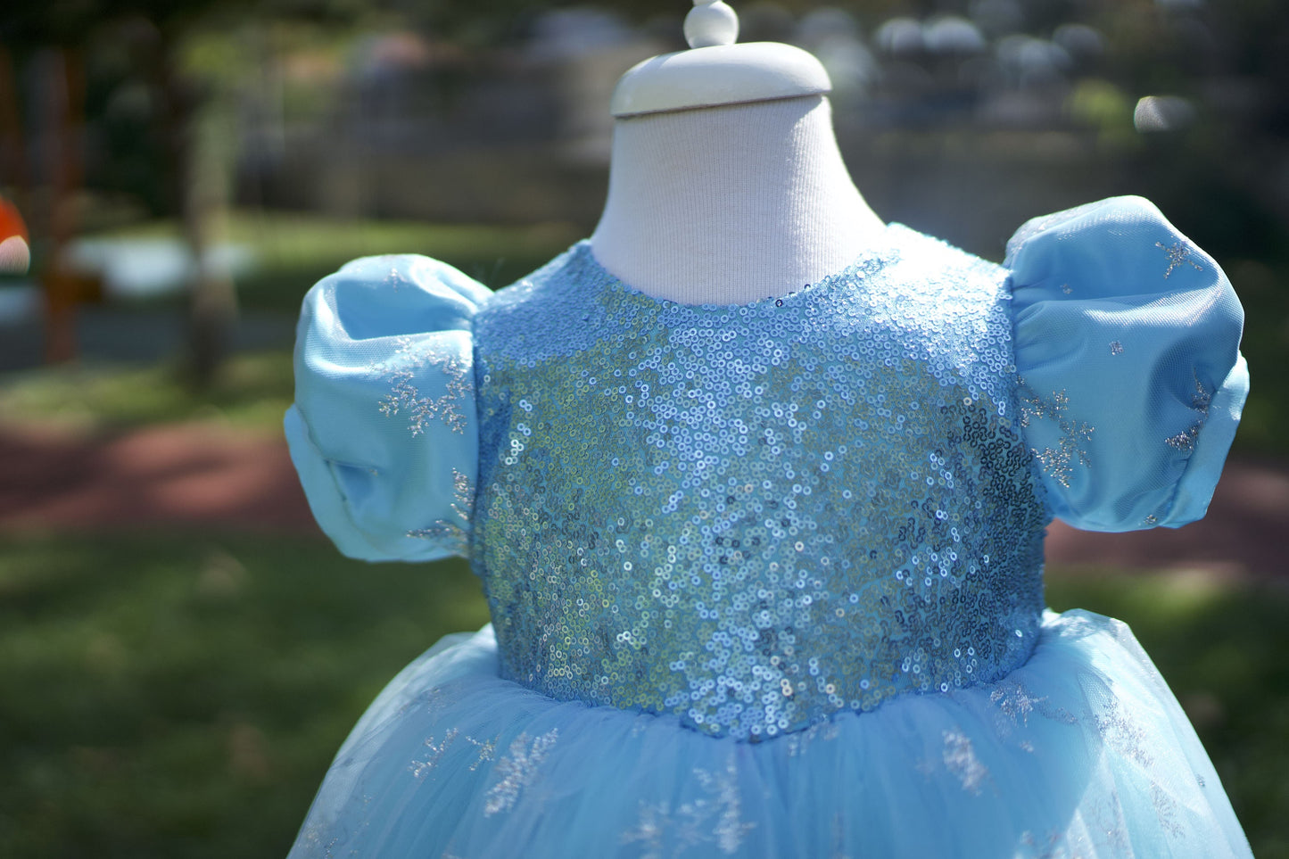 Girls' Elsa Princess Dress: Blue Fluffy Tutu, Birthday Party Dress