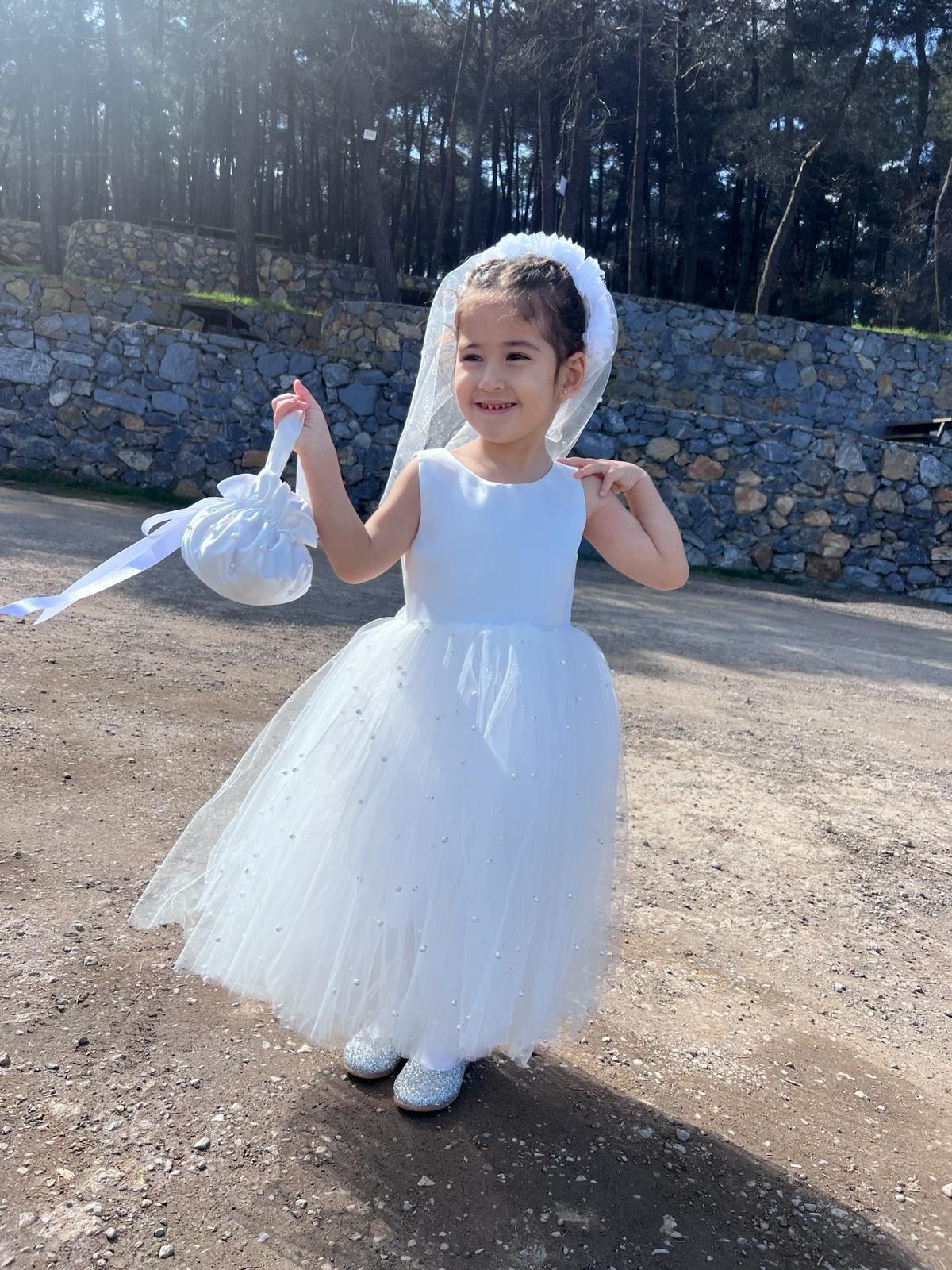 Enchanting Ivory Boho Flower Girl Dress - Rustic Tulle Wedding Attire