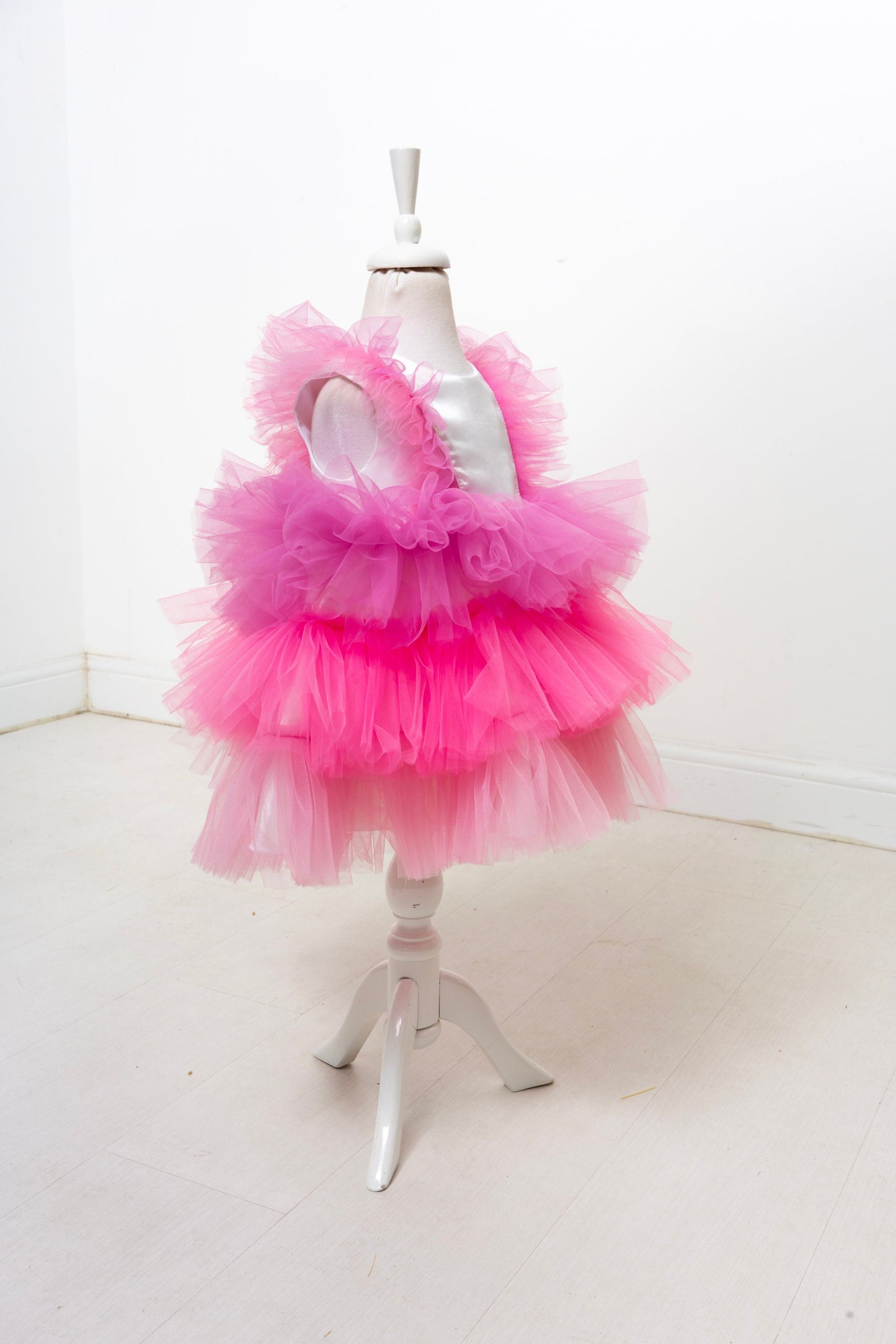 Pink Tutu Baby Girl Dress: V-Neck Wedding Party Dress