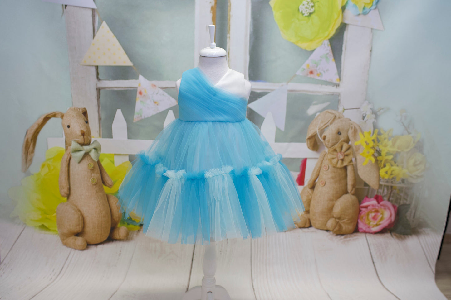 Baby Blue Tulle Flower Girl Dress: Elegant Toddler Ball Gown