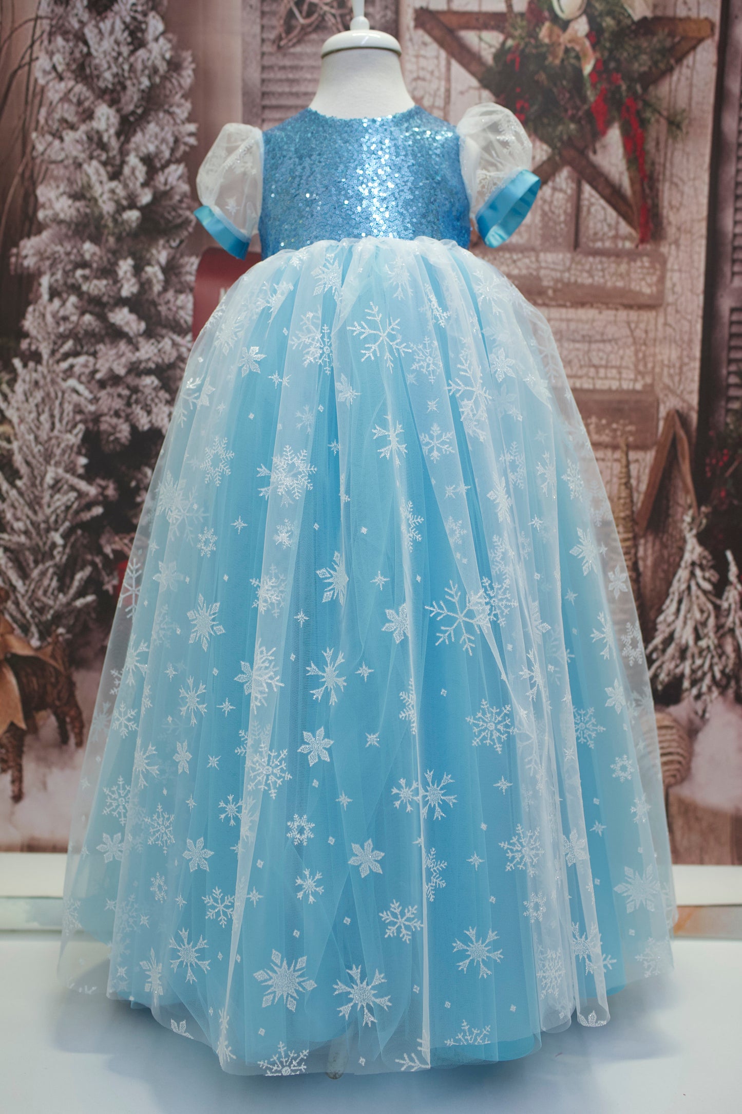 Blue Tulle Princess Dress: Elsa Birthday Party Dress Up
