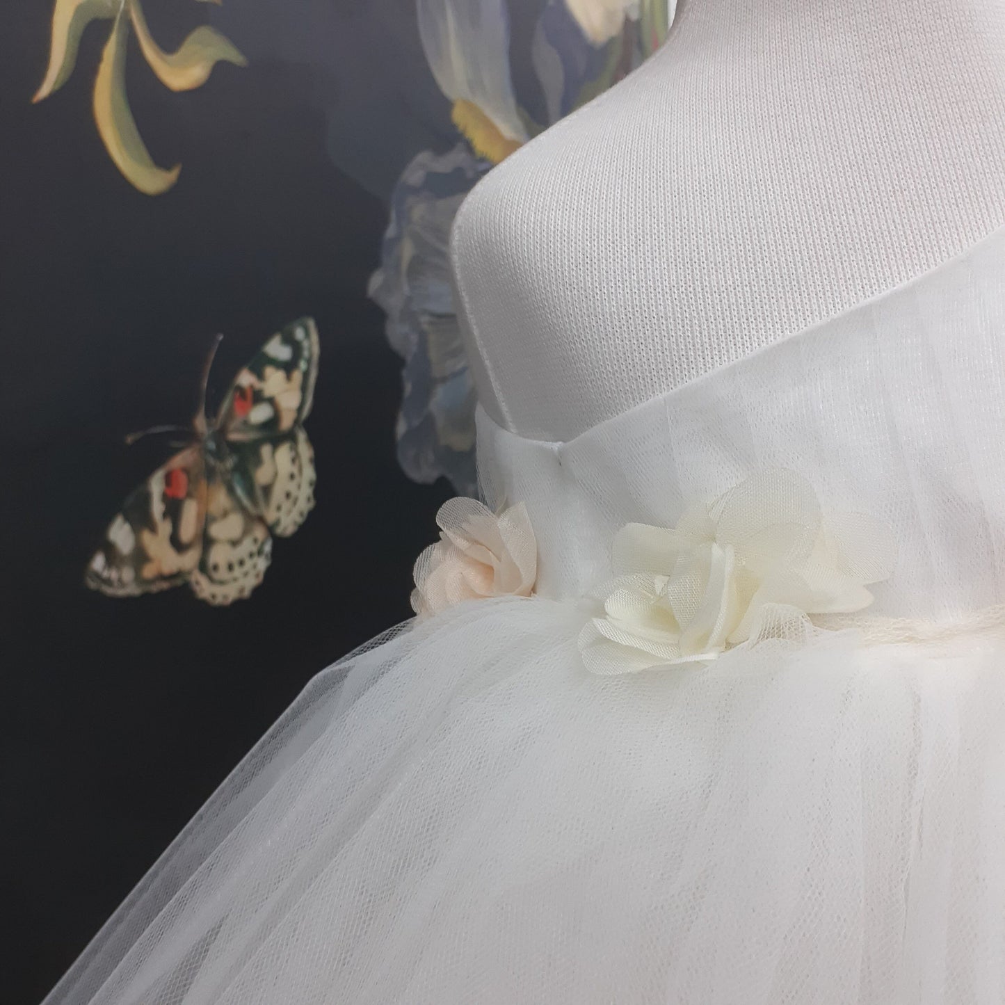 One Shoulder Flower Girl Tutu Dress: Knee Length Wedding Communion