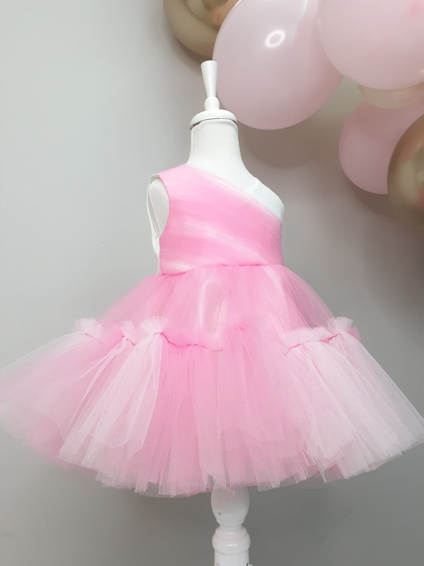 Pink Tulle Baby Girl Tutu Dress: Handmade Princess Party Dress