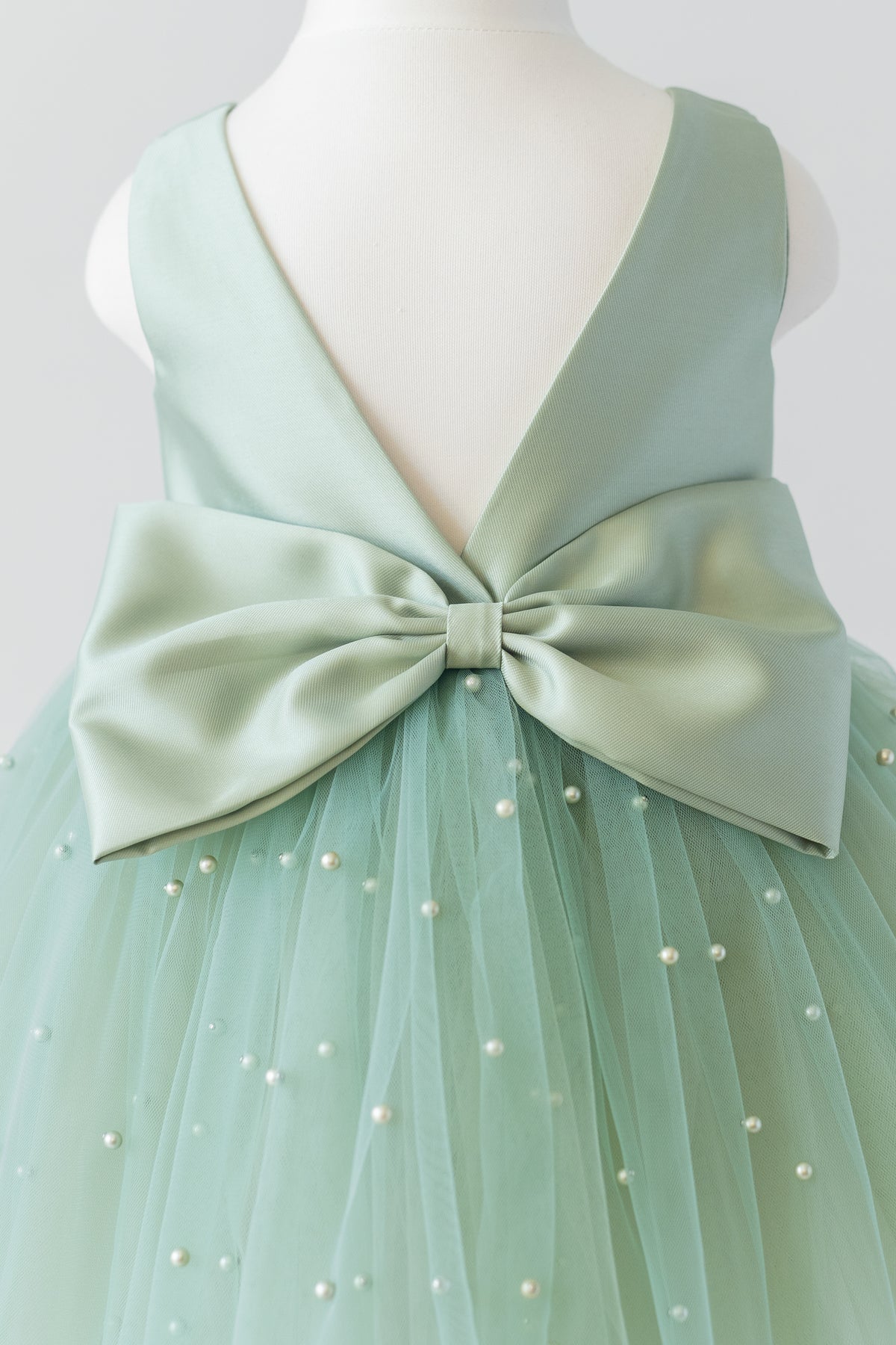 Sage Green Tulle Dress: Pearl Wedding – HandyyBaby
