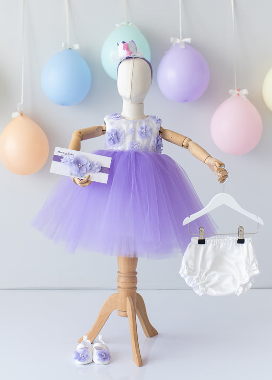 Elegant Purple Tulle Toddler Girl Dress with Satin Diaper Cover for Special Occasions