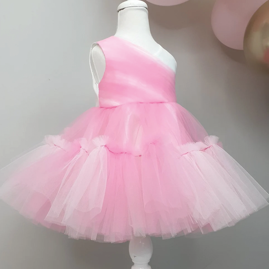 Pink Tulle Baby Girl Tutu Dress: Handmade Princess Party Dress