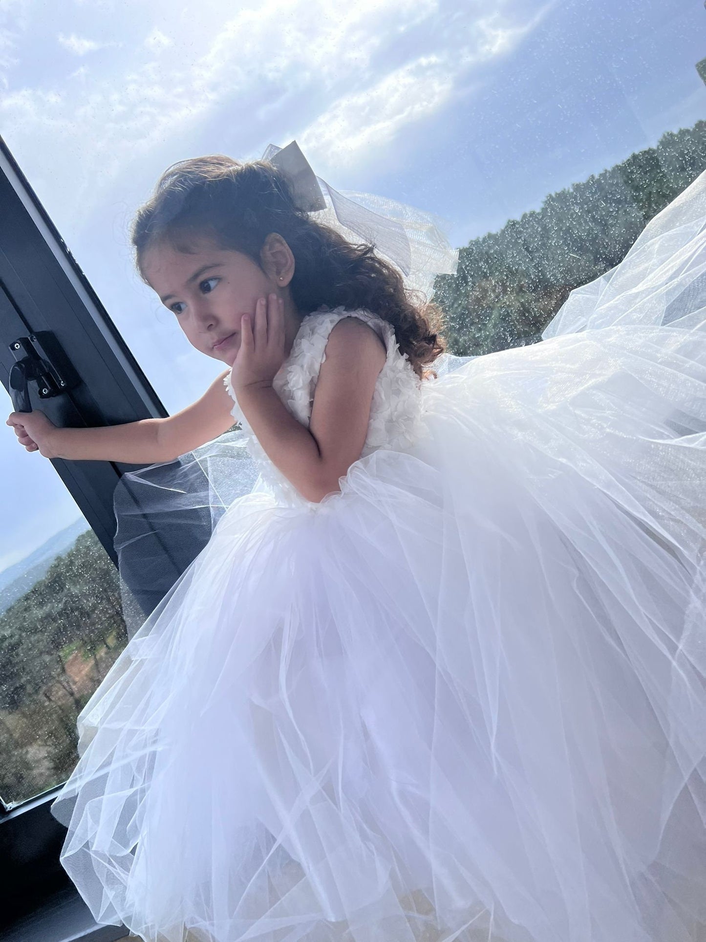 3D Flower Girl Tulle Dress: Elegant First Communion, Baptism