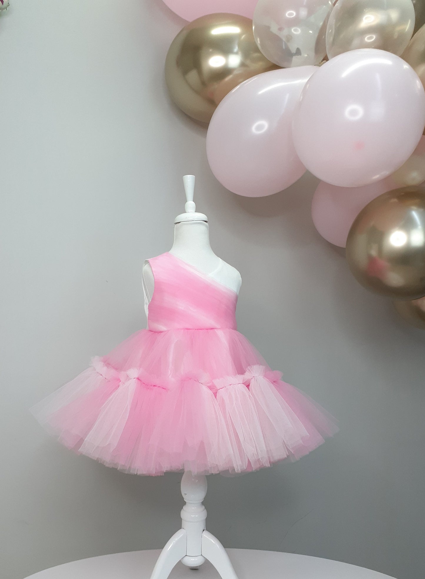 Pink Tulle Baby Girl Tutu Dress: Handmade Princess Party Dress