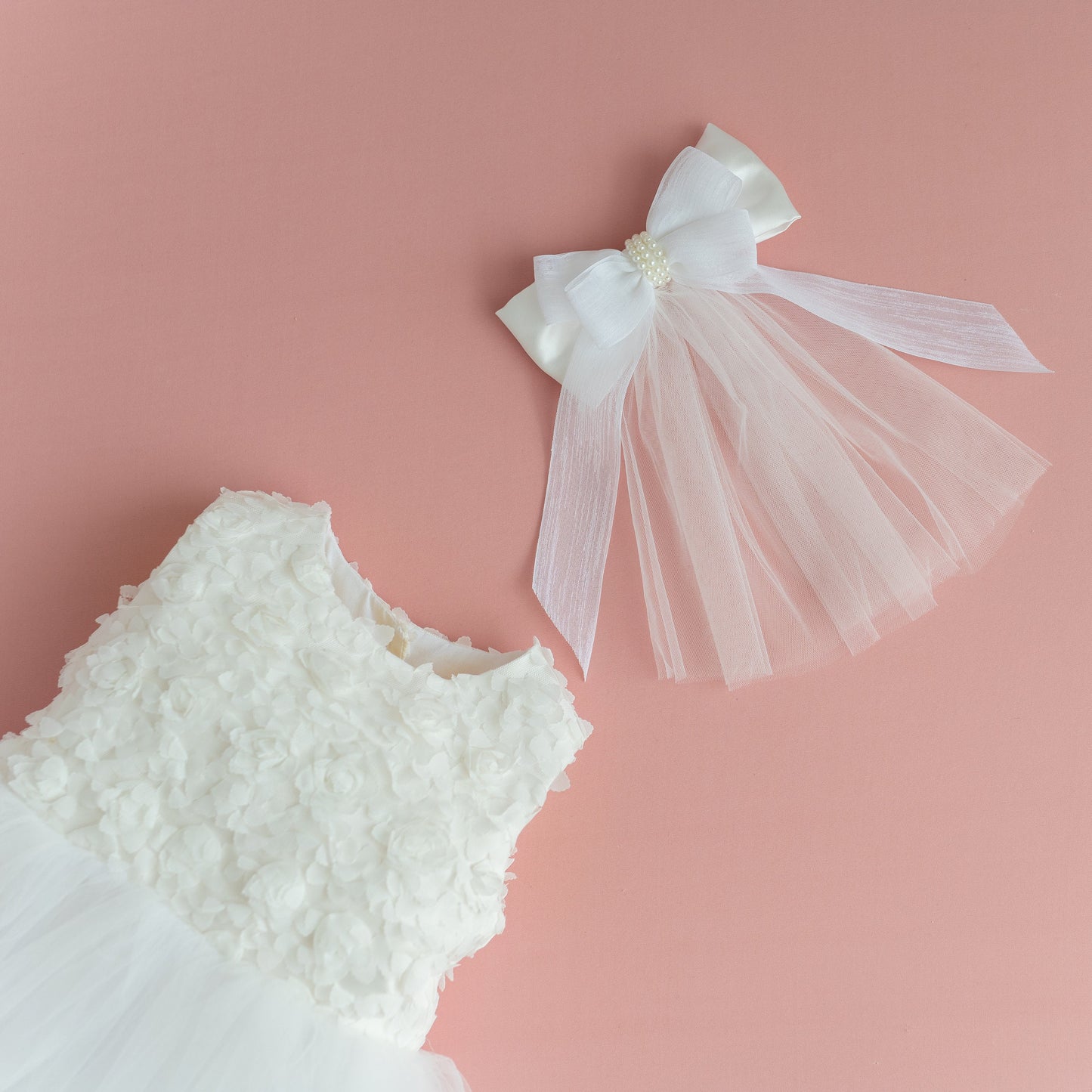 3D Flower Girl Tulle Dress: Elegant First Communion, Baptism