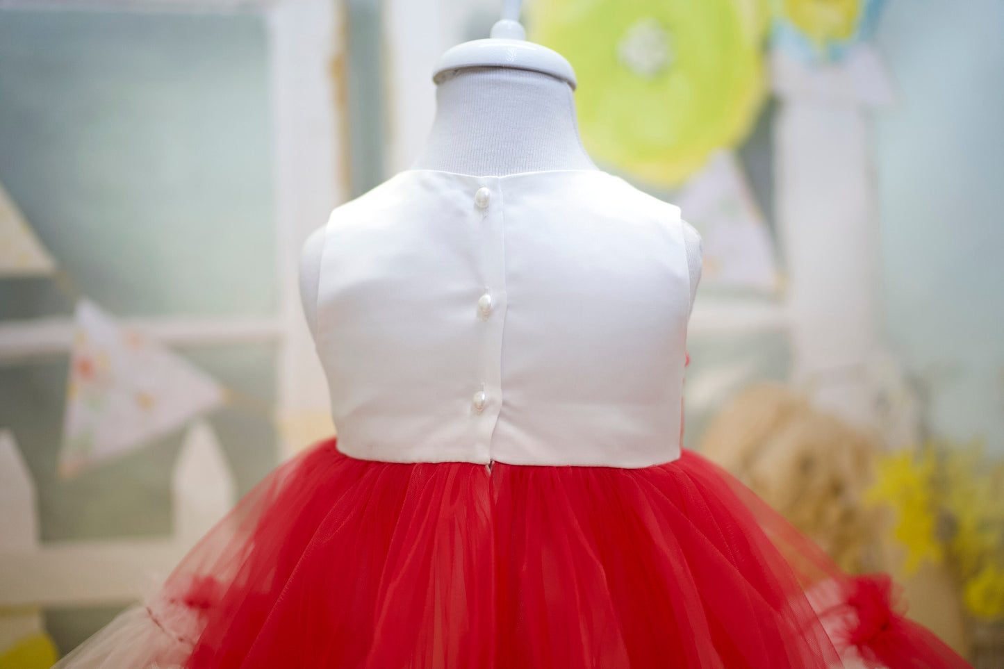 Red & White Tulle Baby Dress: First Birthday, Wedding