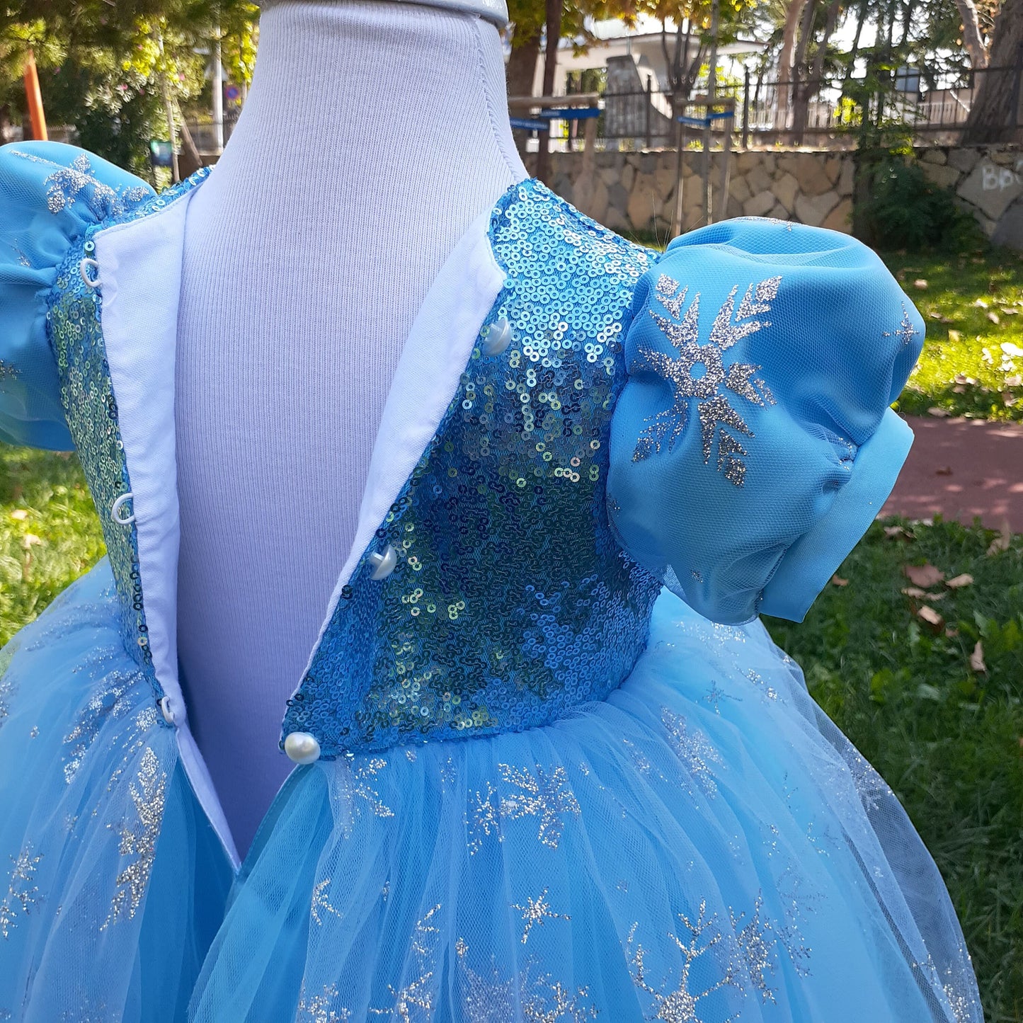 Girls' Elsa Princess Dress: Blue Fluffy Tutu, Birthday Party Dress