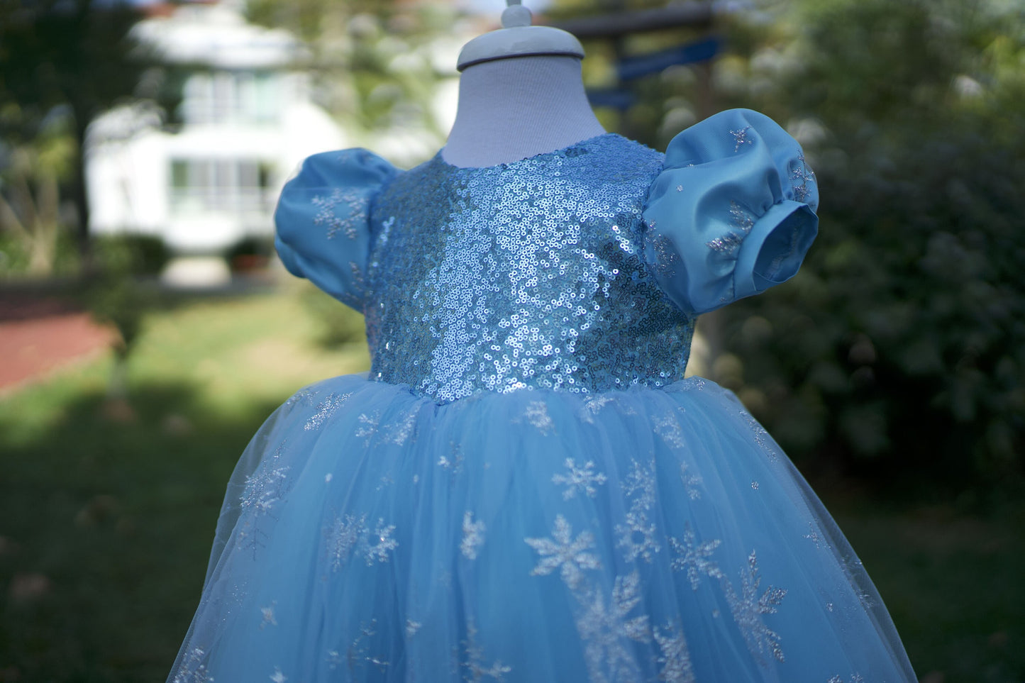 Girls' Elsa Princess Dress: Blue Fluffy Tutu, Birthday Party Dress