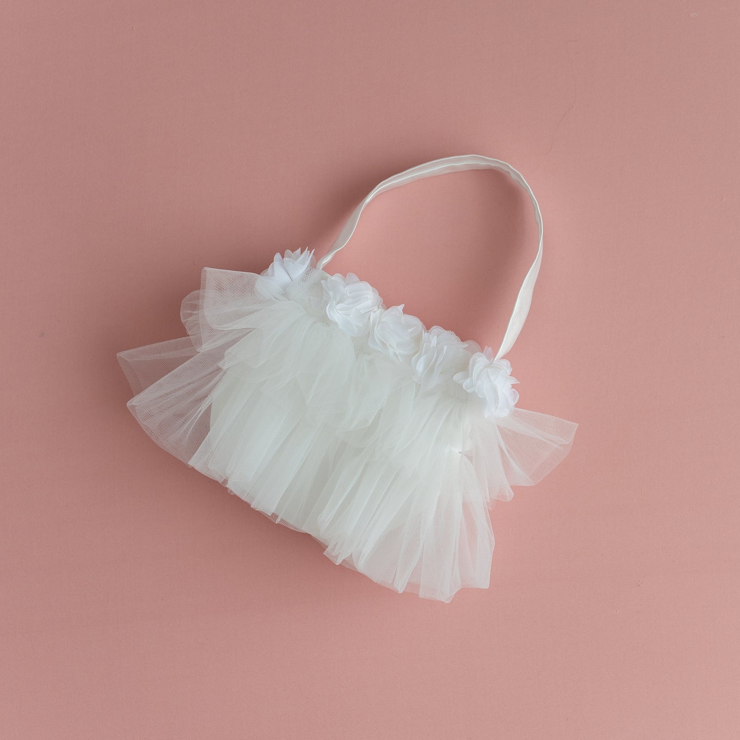 White Organza Flower Girl Dress with Bow: First Communion, Party Dress