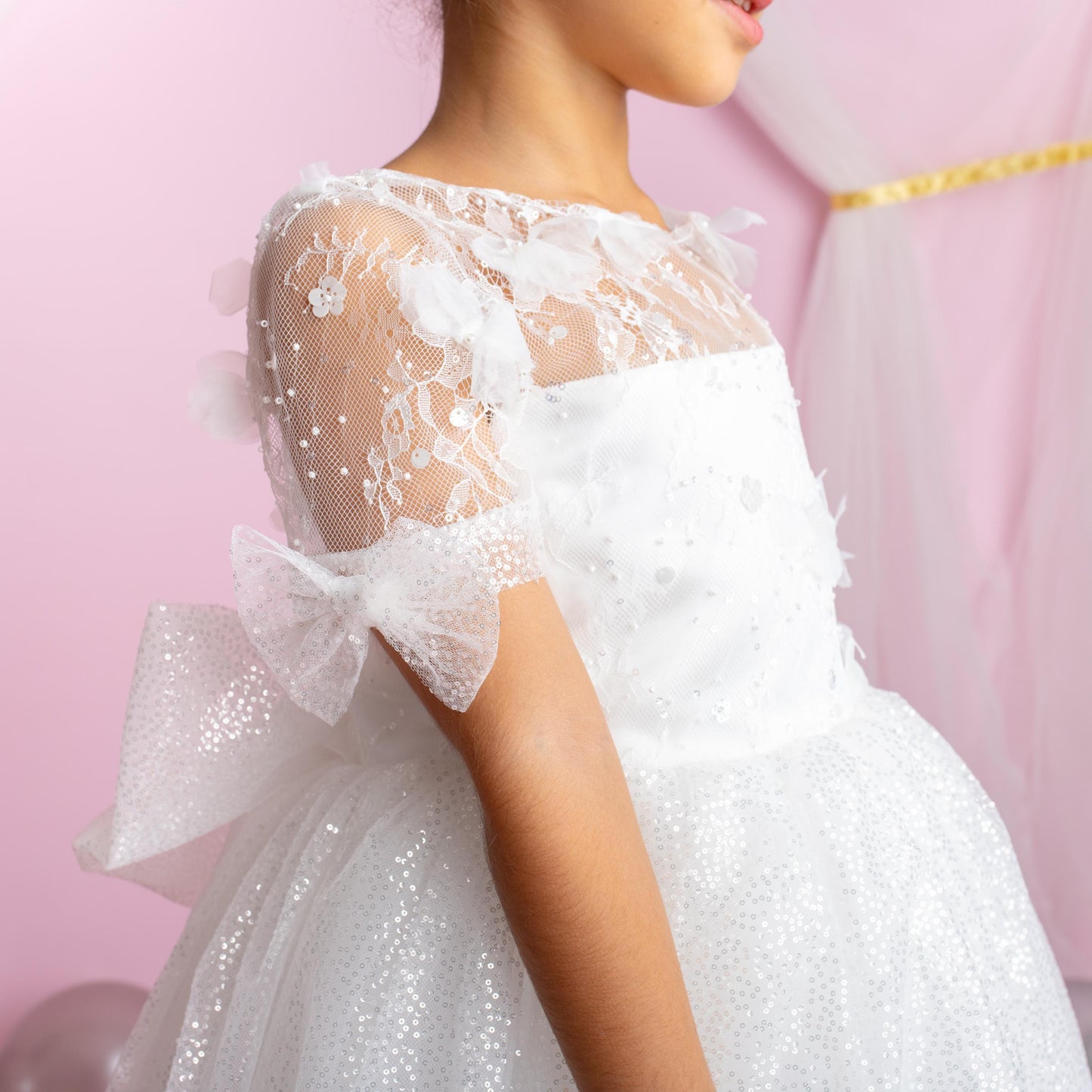 3D Flower Lace Girl Dress: Rustic Tulle Communion, Wedding