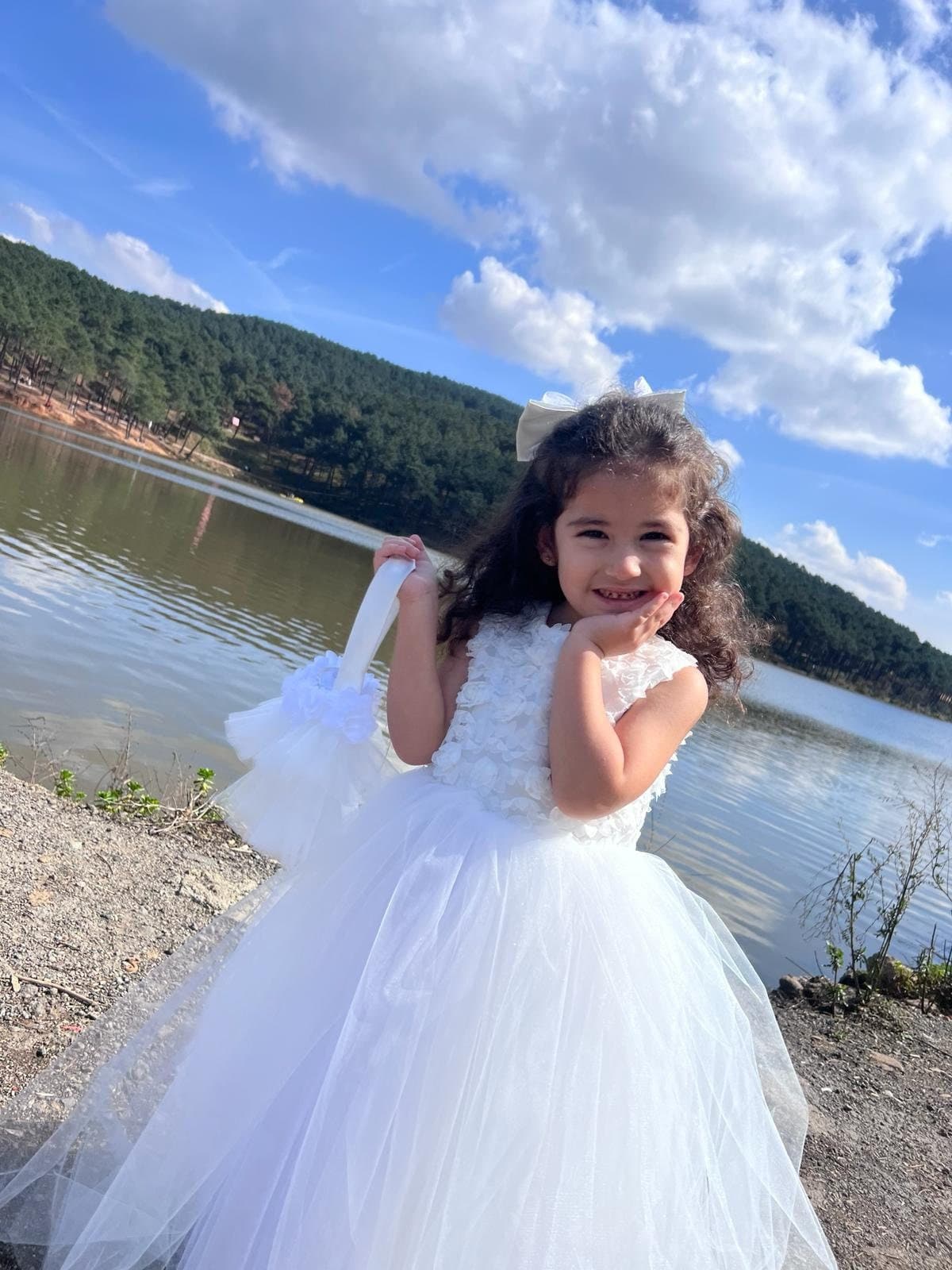 3D Flower Girl Tulle Dress: Elegant First Communion, Baptism