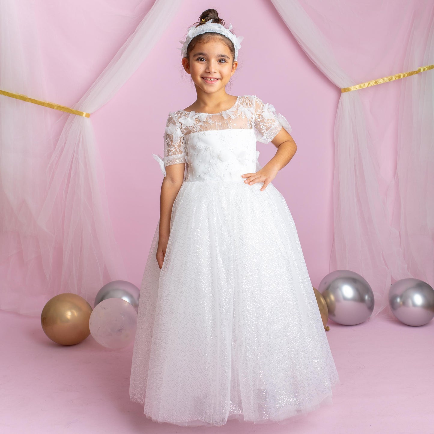 3D Flower Lace Girl Dress: Rustic Tulle Communion, Wedding