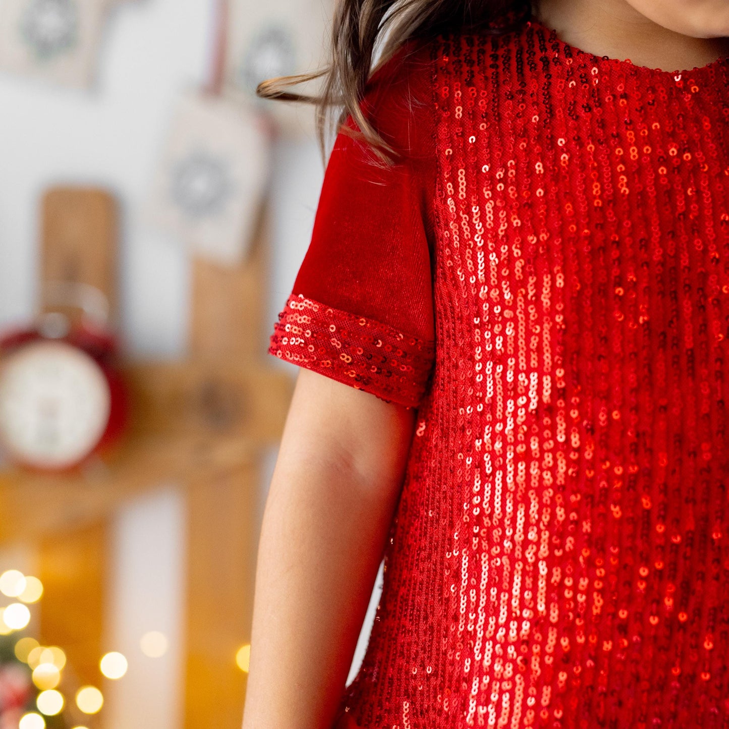 Red Sequin Velvet Christmas Dress: Baby Party Tulle Dress