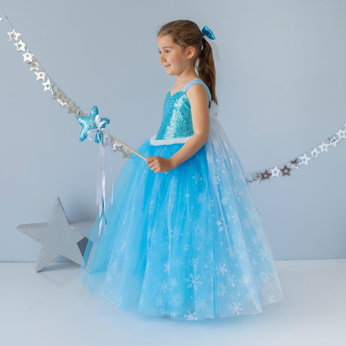 Girls' Sparkling Elsa-Inspired Princess Costume