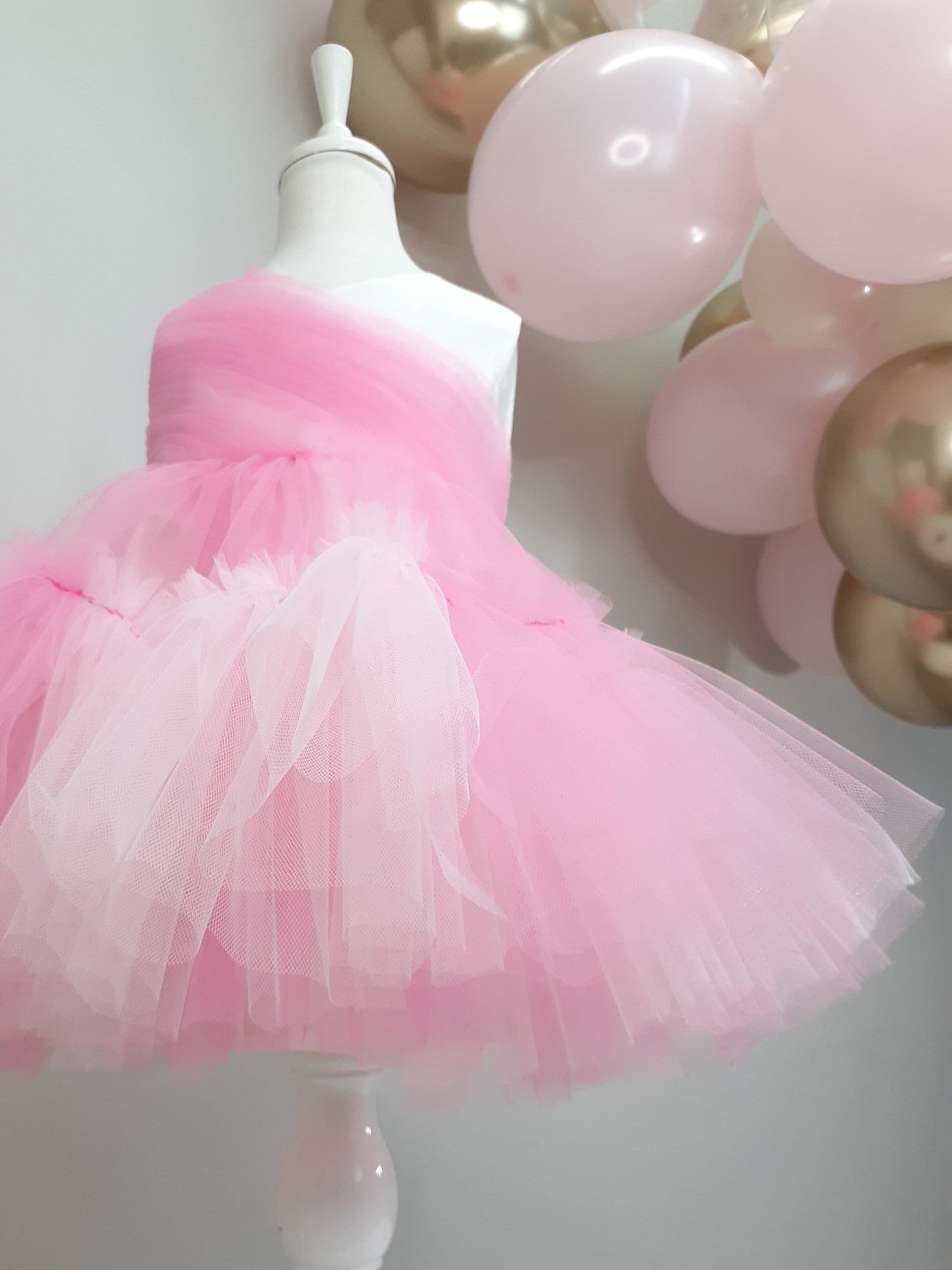 Pink Tulle Baby Girl Tutu Dress: Handmade Princess Party Dress