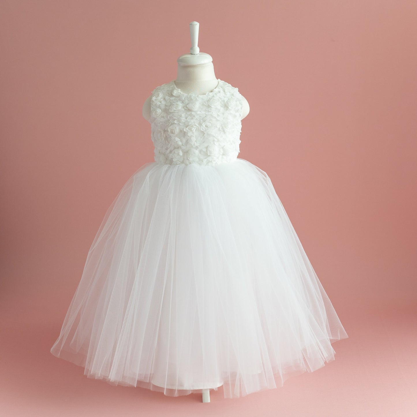 3D Flower Girl Tulle Dress: Elegant First Communion, Baptism