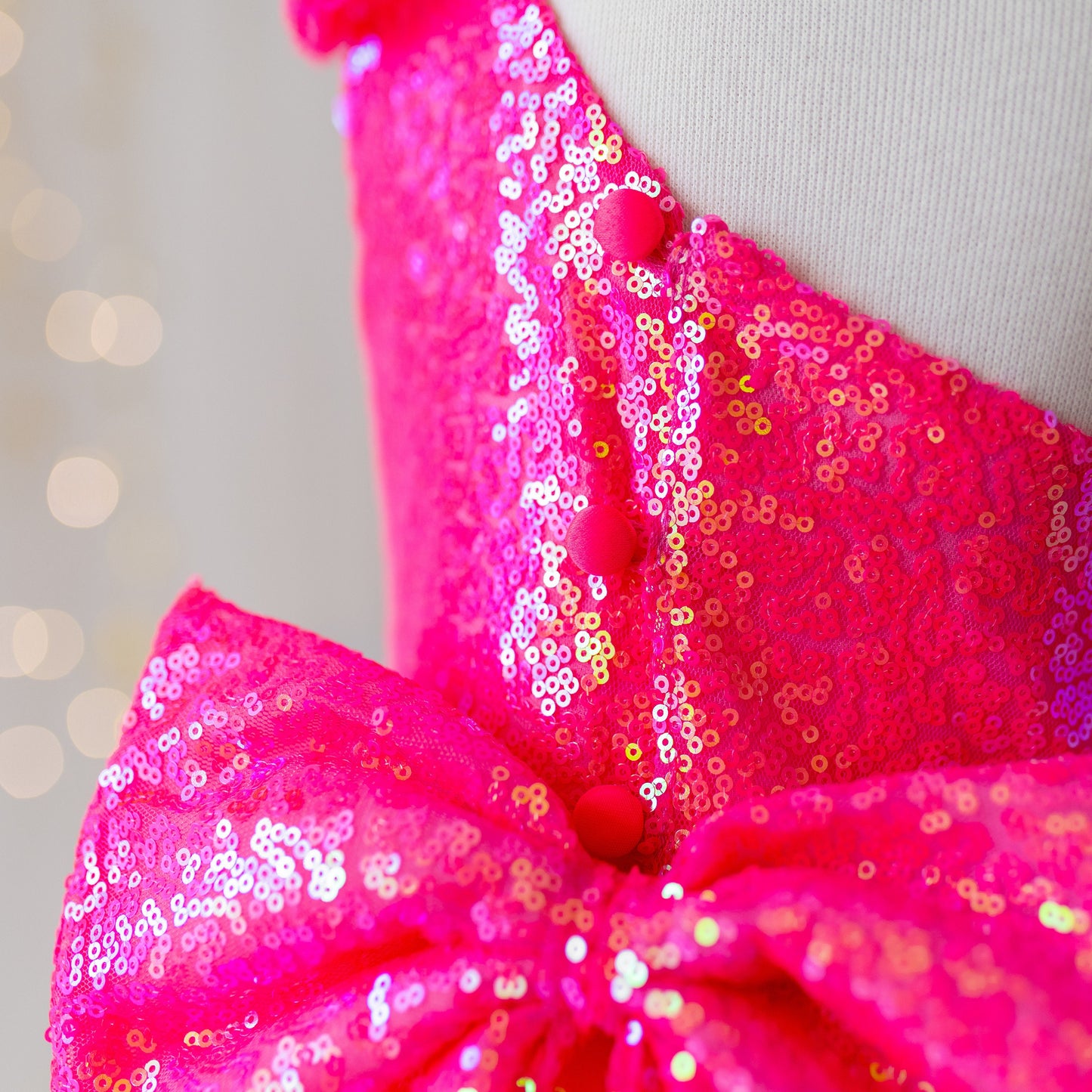 Personalized Pink Sequin Tulle Dress: One-Shoulder Party Outfit