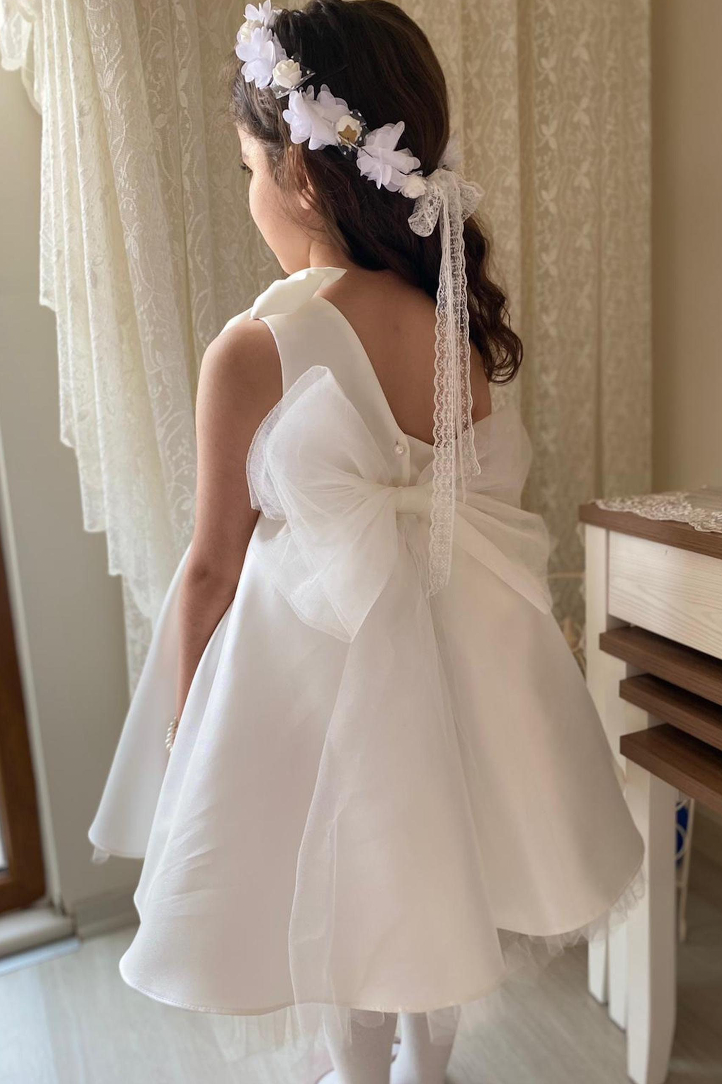 Satin Flower Girl and Communion Dress