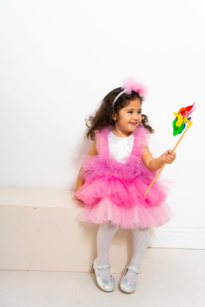 Pink Tutu Baby Girl Dress: V-Neck Wedding Party Dress