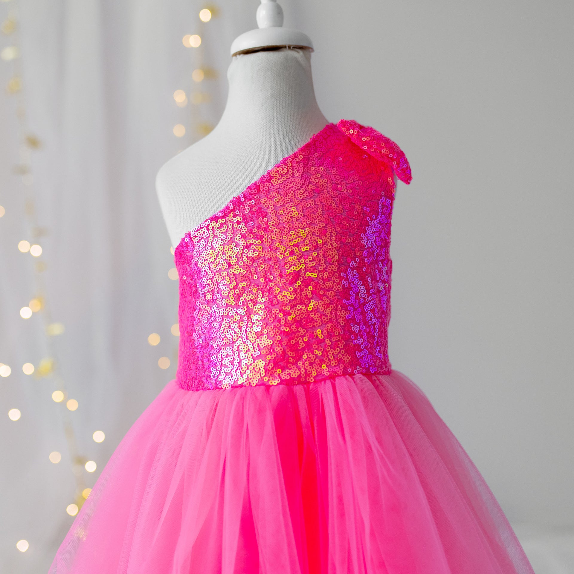 Pink Sequin Tulle Dress: One-Shoulder 4T / Dress & Bag Pink Sequin Tulle Dress: One-Shoulder 4T / Dress & Bag