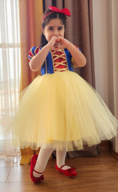 Snow White Dress: Princess Costume with Headband for Halloween