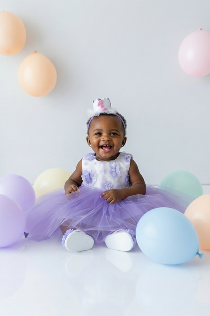 Elegant Purple Tulle Toddler Girl Dress with Satin Diaper Cover for Special Occasions