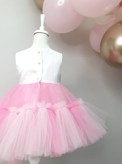 Pink Tulle Baby Girl Tutu Dress: Handmade Princess Party Dress