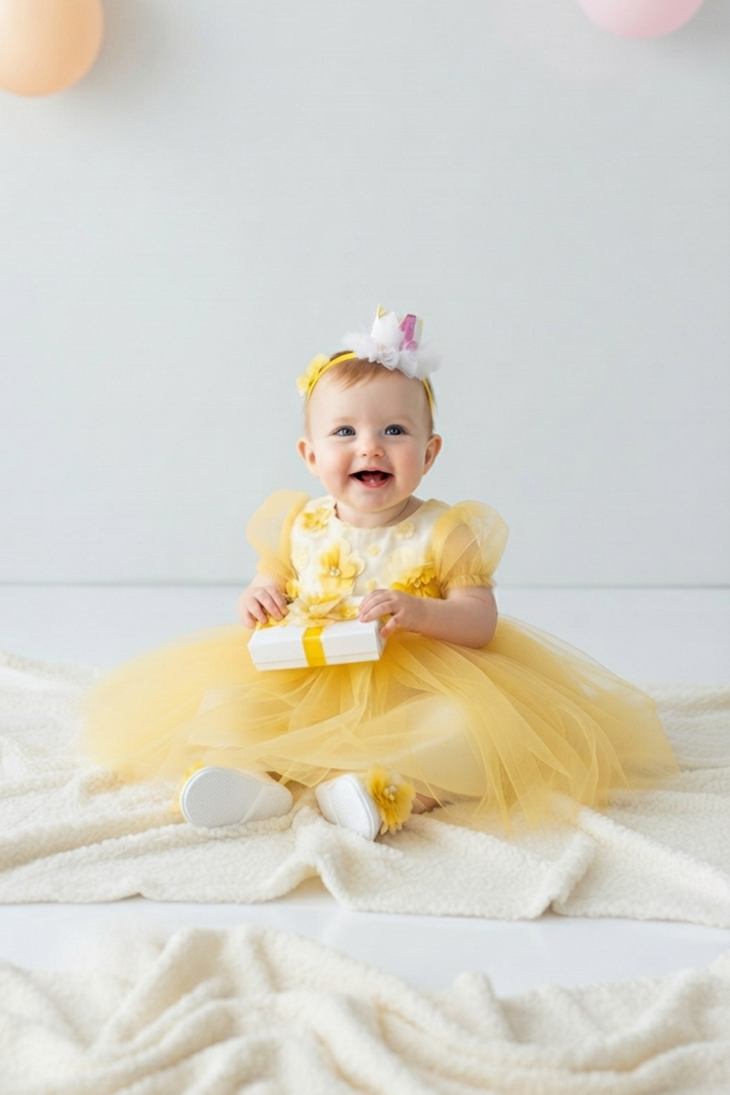 Elegant Yellow Tulle Toddler Girl Dress with Satin Diaper Cover for Special Occasions
