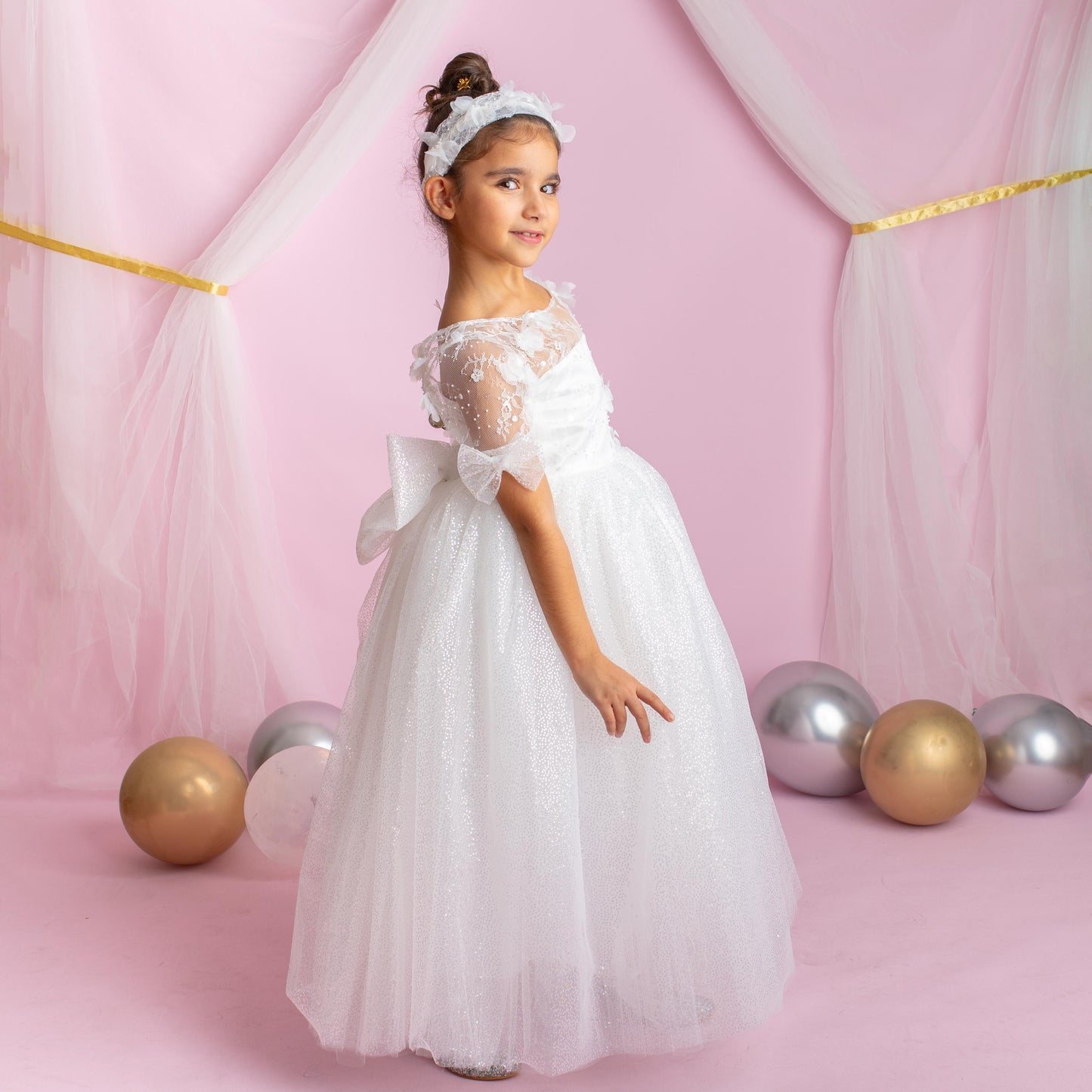 3D Flower Lace Girl Dress: Rustic Tulle Communion, Wedding
