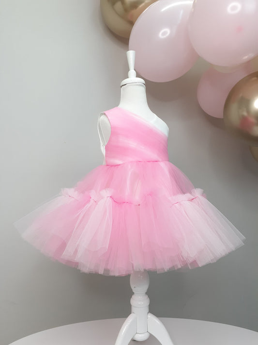 Pink Tulle Baby Girl Tutu Dress: Handmade Princess Party Dress