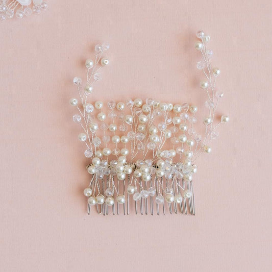 Handmade Pearl Wedding Hair Accessories: Headband, Vine, Comb & Bow