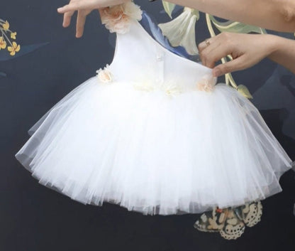 One Shoulder Flower Girl Tutu Dress: Knee Length Wedding Communion