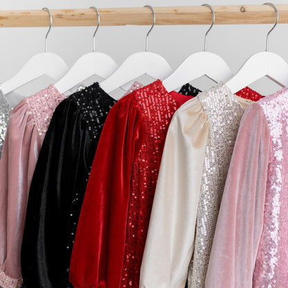 Red Sequin Velvet Christmas Dress: Baby Party Tulle Dress