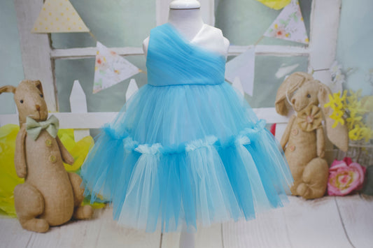 Baby Blue Tulle Flower Girl Dress: Elegant Toddler Ball Gown