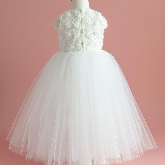 3D Flower Girl Tulle Dress: Elegant First Communion, Baptism