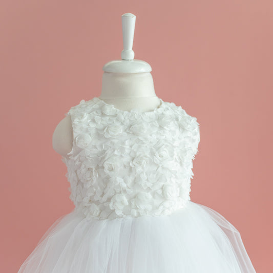 3D Flower Girl Tulle Dress: Elegant First Communion, Baptism