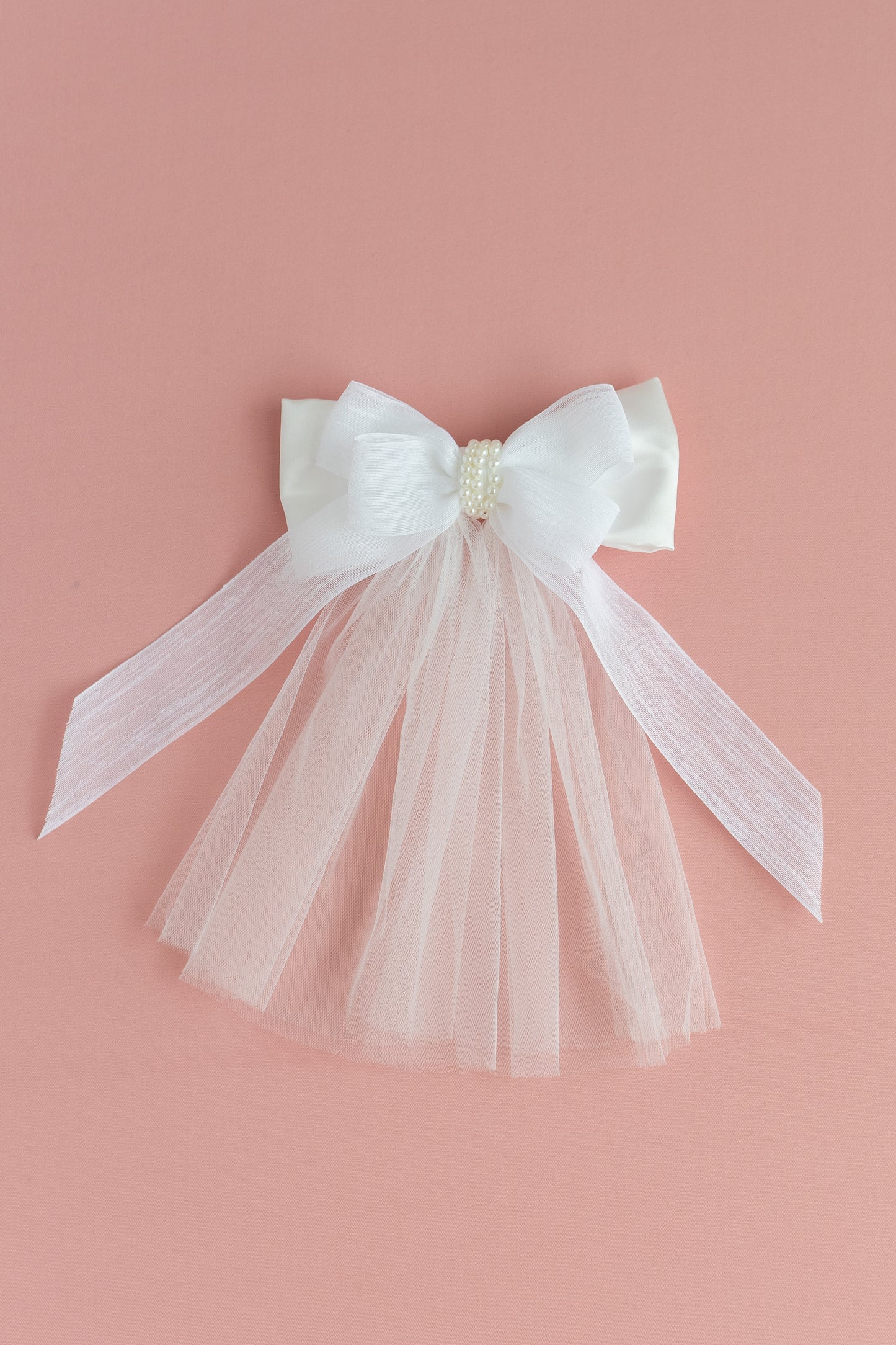 Pearl Tulle Dress: V-Neck Satin Bow Dress