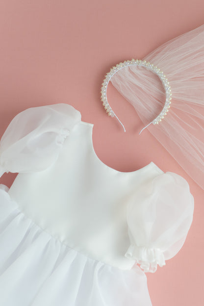 Organza Dress with Bow: First Communion, Party Dress