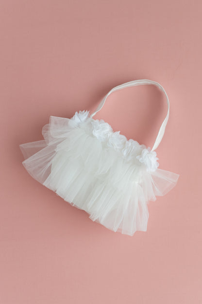 White Satin Flower Girl Dress: Big Bow, Floor Length