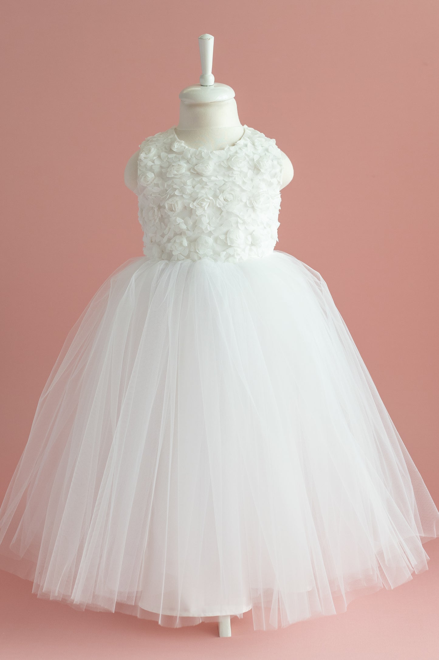 3D Flower Girl Tulle Dress: Elegant First Communion, Baptism